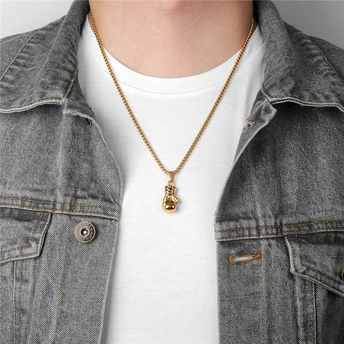 Plated Boxing Glove Pendant Necklace